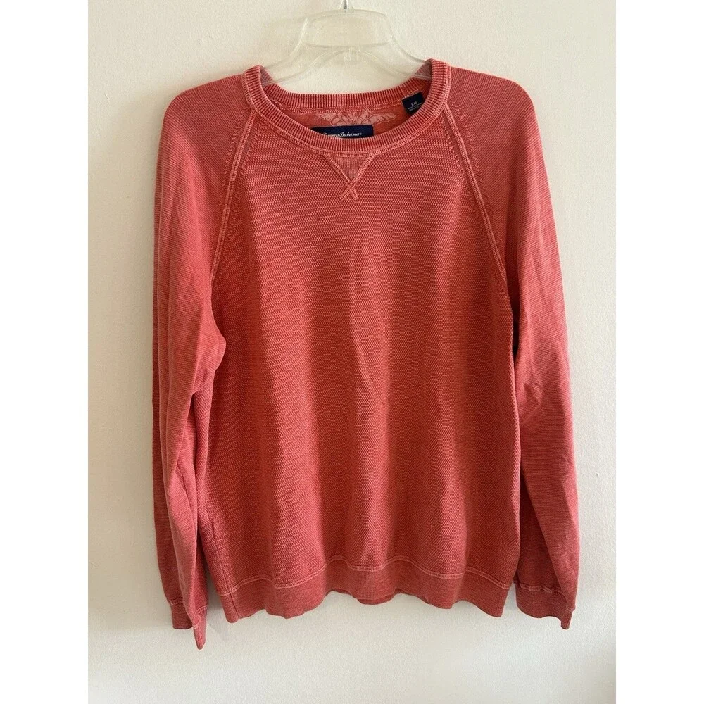 Tommy Bahama Mens Size L Long Sleeve Pullover V Neck 100% Cotton Knit Sweater